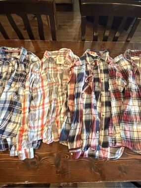 Women’s Plaid Button-Up Shirts-set of 4